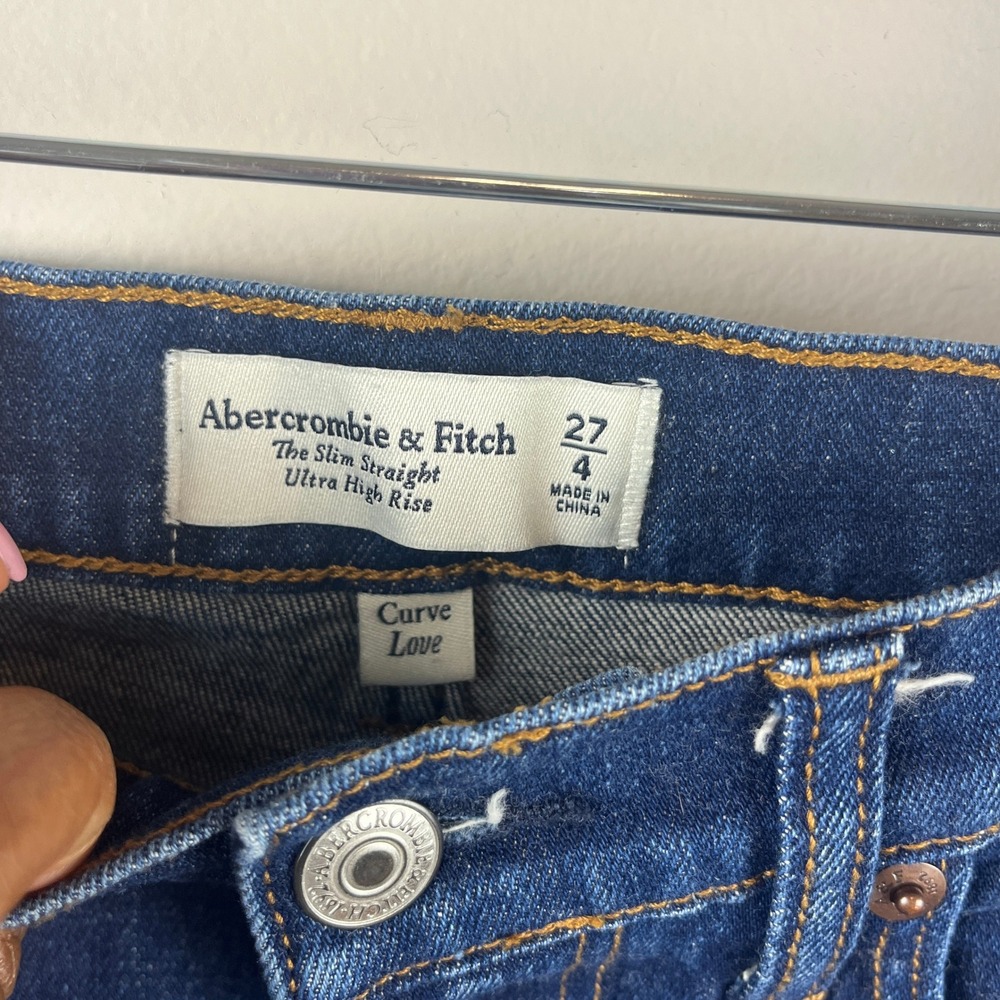 Abercrombie & Fitch Blue Curve Love Slim Straight Ultra High Rise Jeans 27/4 - Picture 4 of 7